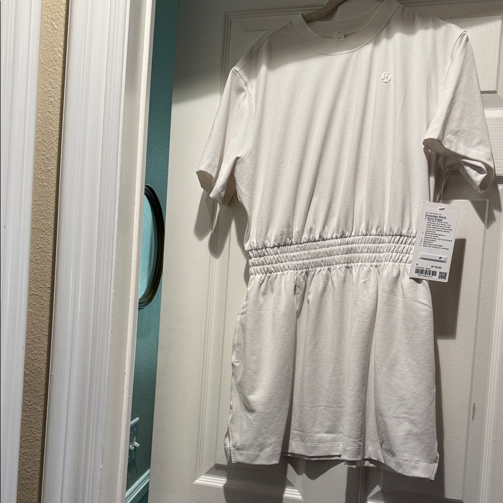 Lululemon White Cinched Waist dress